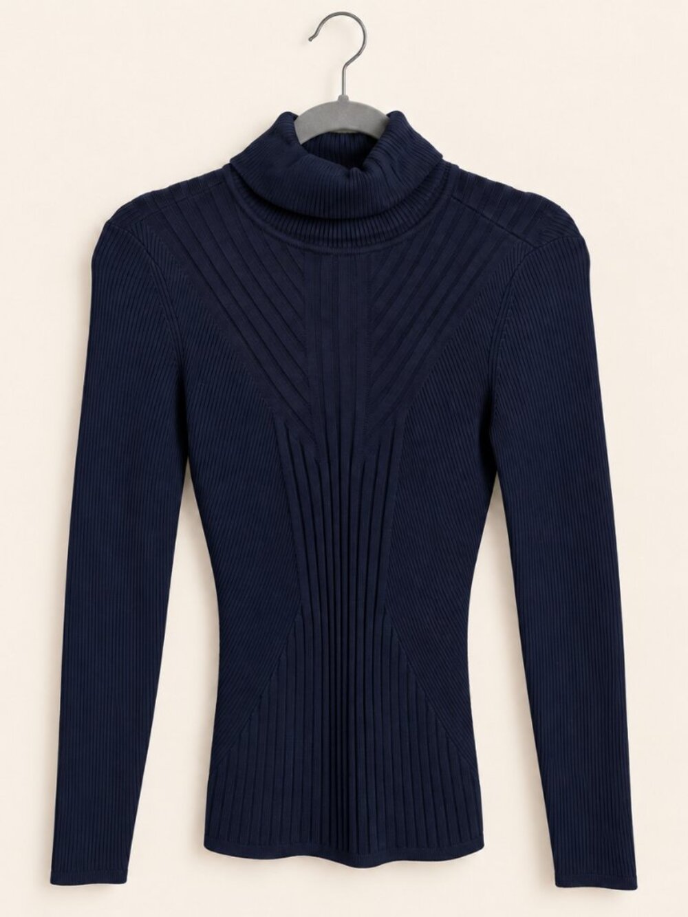 White House Black Market Navy Ribbed Long Sleeve Turtleneck Sweater M